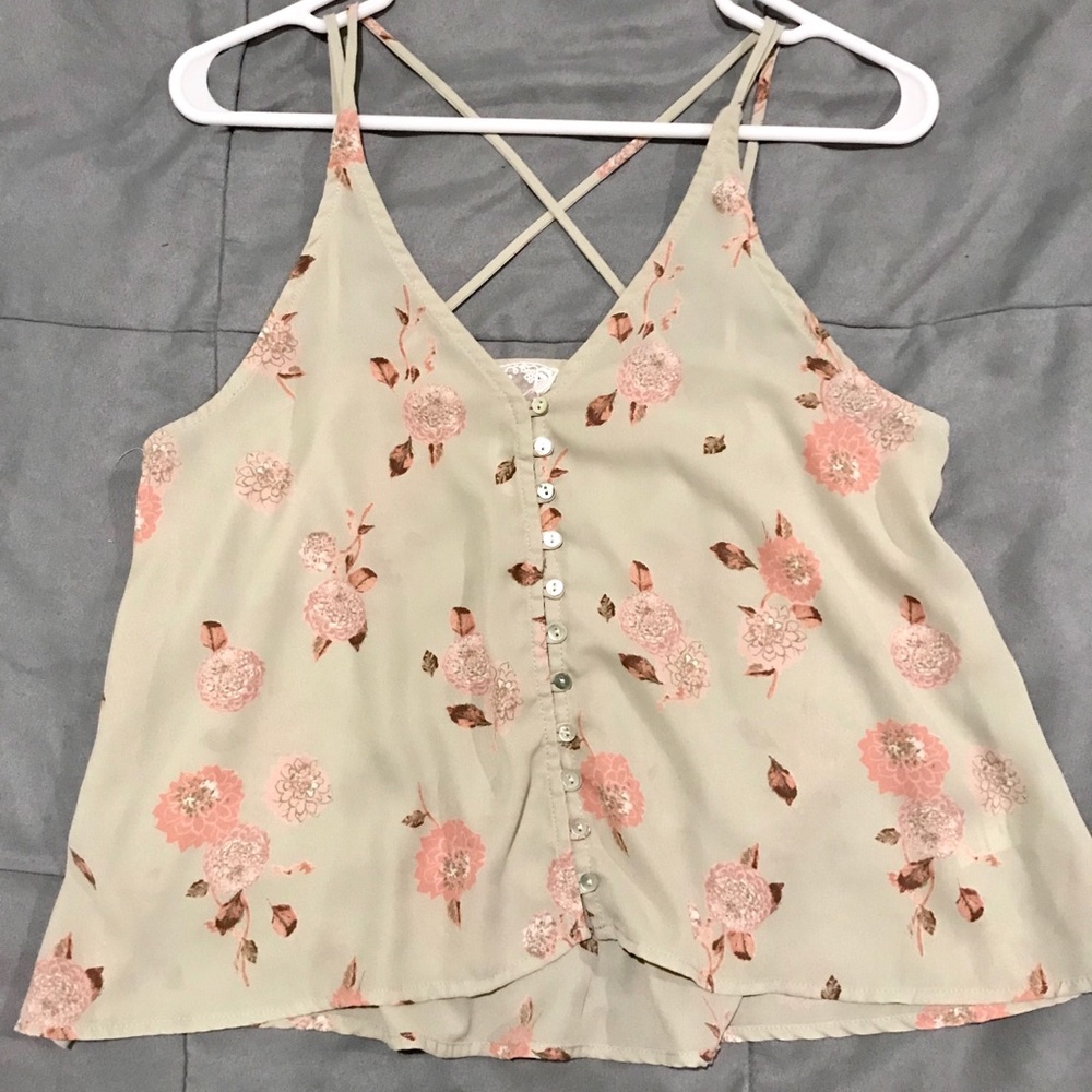 Sadie & Sage -Cross back floral Top